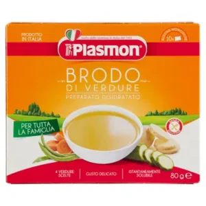 Confezione da 10 bustine di brodo di verdure preparato disidratato Plasmon per neonati