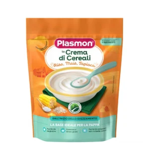 Confezione da 200g di crema di riso mais e tapioca Plasmon senza glutine per lo svezzamento