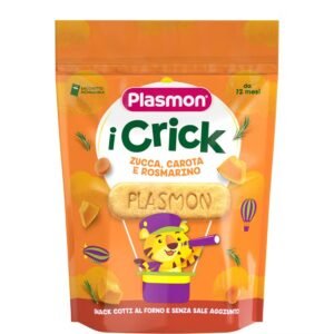 Confezione da 100g di snack salato al forno Crick Carote Zucca e Rosmarino Plasmon