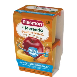 Confezione da 2 vasetti di merenda alla frutta mista e cereali Plasmon per neonati