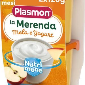 Confezione da 2 vasetti di merenda alla mela e yogurt Plasmon per neonati