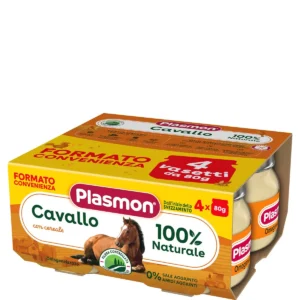 Confezione da 4 vasetti di omogeneizzato di cavallo Plasmon per neonati