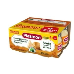 Confezione da 4 vasetti di omogeneizzato di formaggino fuso e parmigiano reggiano Plasmon