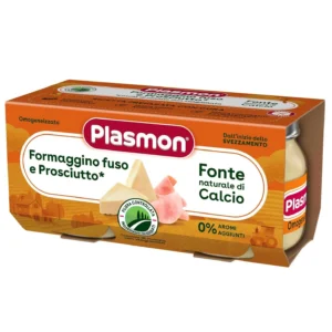 Confezione da 2 vasetti di omogeneizzato di formaggino e prosciutto Plasmon