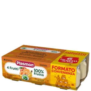 Confezione da 6 vasetti di omogeneizzato di frutta ai 4 frutti Plasmon