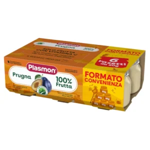 Confezione formato scorta da 6 vasetti di omogeneizzato di prugna Plasmon per neonati