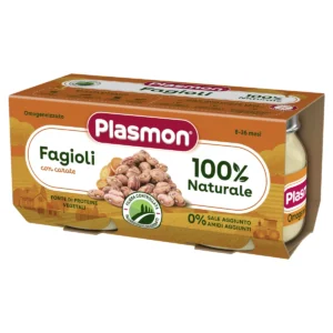Confezione da 2 vasetti di omogeneizzato di fagioli borlotti con carote Plasmon per neonati