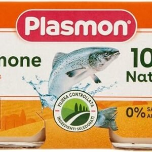 Confezione da 2 vasetti di omogeneizzato di salmone con patate Plasmon per neonati