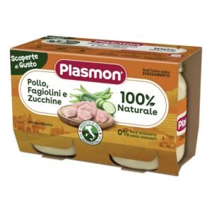 Confezione da 2 vasetti di omogeneizzato di pollo fagiolini e zucchine Plasmon
