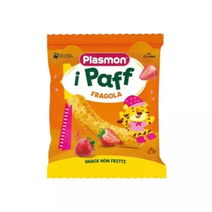 Sacchetto di snack per bambini Plasmon Paff al gusto fragola da 15g