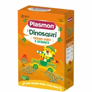 Scatola da 250g di pasta per bambini Dinosauri con grano duro e spinaci Plasmon