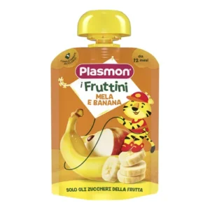 Confezione flessibile squeeze da 130g di frutta frullata Mela e Banana Plasmon Spremi e Gusta