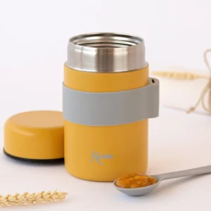 Thermos porta pappa Kiokids in acciaio inossidabile da 500ml colore arancione per mantenere caldi o freddi i pasti del neonato