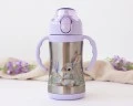 Bottiglia termica Kiokids in acciaio inox 280ml colore lavanda con disegno coniglio per neonati