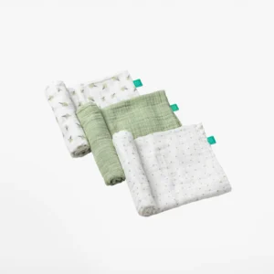 Set 3 mussole Koala Soft Touch 80x80 cm colore Blossom Green in bamboo e cotone