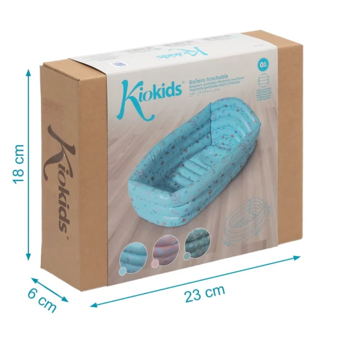 Kiokids, Vaschetta Gonfiabile, Bagnetto Viaggio, Vasca Neonato Portatile, Kiokids Azzurro, Accessori Bagnetto, Vaschetta Salvaspazio