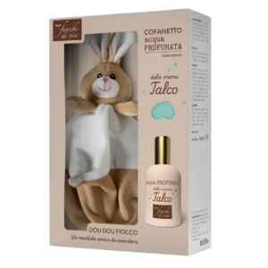 Cofanetto regalo Fiocchi di Riso contenente il flacone di acqua profumata da 100ml e il morbido peluche doudou