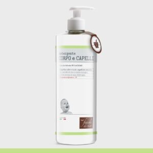 Flacone da 750ml di Fiocchi di Riso Detergente Corpo e Capelli al talco con dispenser