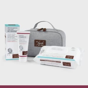 Cofanetto Cambio Pannolino Fiocchi di Riso contenente beauty case con intimo mioderm, pasta cambio e salviette