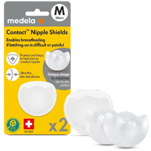 Coppia di paracapezzoli Contact Medela in silicone taglia M con custodia trasparente