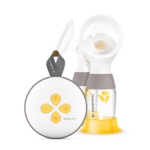 Testo Alternativo / Alt Tag: Tiralatte elettrico doppio Medela Swing Maxi con due flaconi e coppe PersonalFit Flex