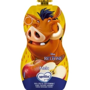 Bustina pouch spremibile da 110g di purea di mela Mellin linea Disney Il Re Leone