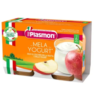 Confezione di omogeneizzato Plasmon gusto mela e yogurt da 2 vasetti per lo svezzamento